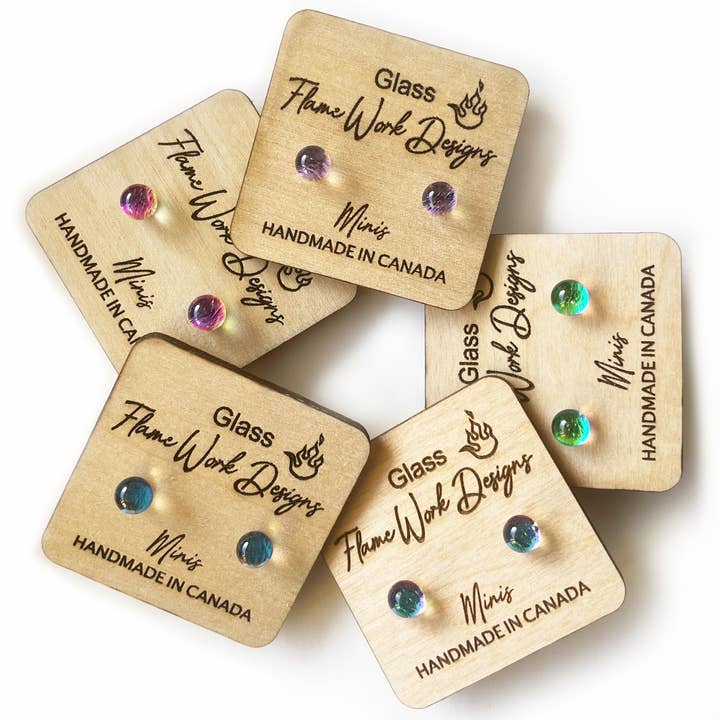 Flame Work Designs - Glass Jewelry - Wholesale Stud/Post Earrings - 12 Assorted Mini's collection 10% OFF7