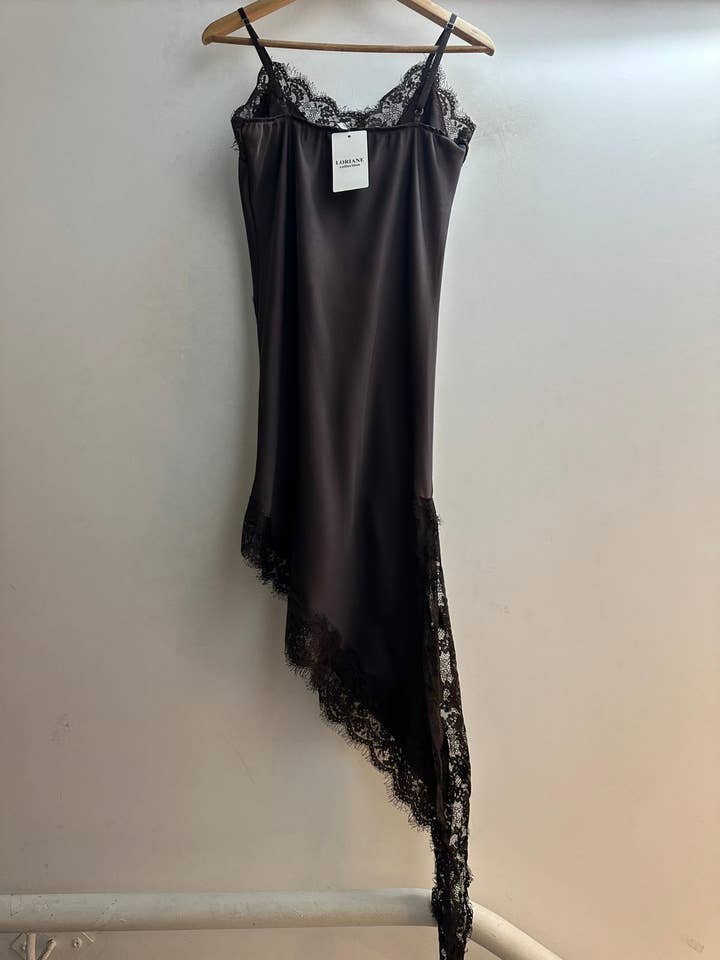 LORIANE - Wholesale Dress - Women's - 11221 Asymmetrical Short Strap Satin Dress2