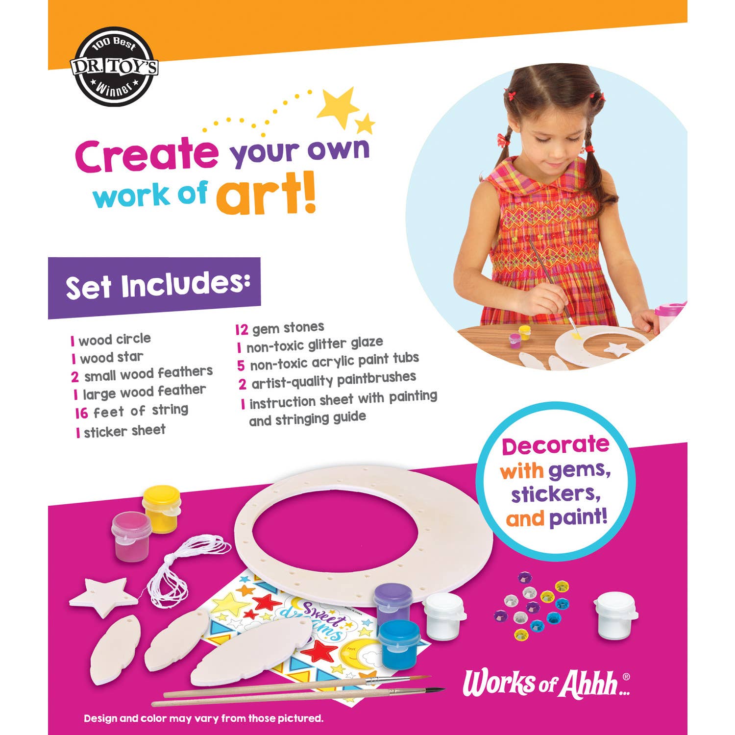 Masterpieces Puzzles - Wholesale DIY Craft Kit - Kids - Dreamcatcher Wood Paint Set2