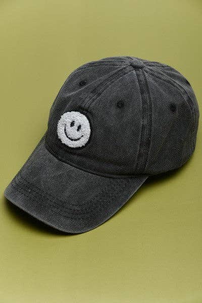 JOSSLYN by wall to wall - Wholesale Baseball Cap - Women's - WASHED SHERPA HAPPY FACE BASEBALL CAP 40HW7036