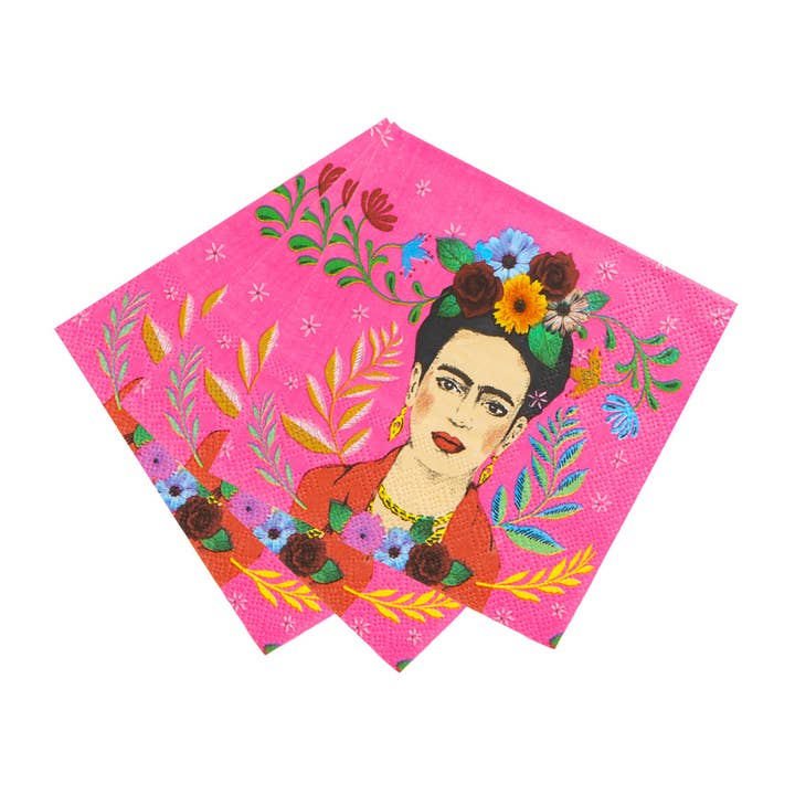 Talking Tables UK - Wholesale Disposable Napkin - Pink Frida Kahlo Cocktail Napkins | 20 Pack | Summer Party |3