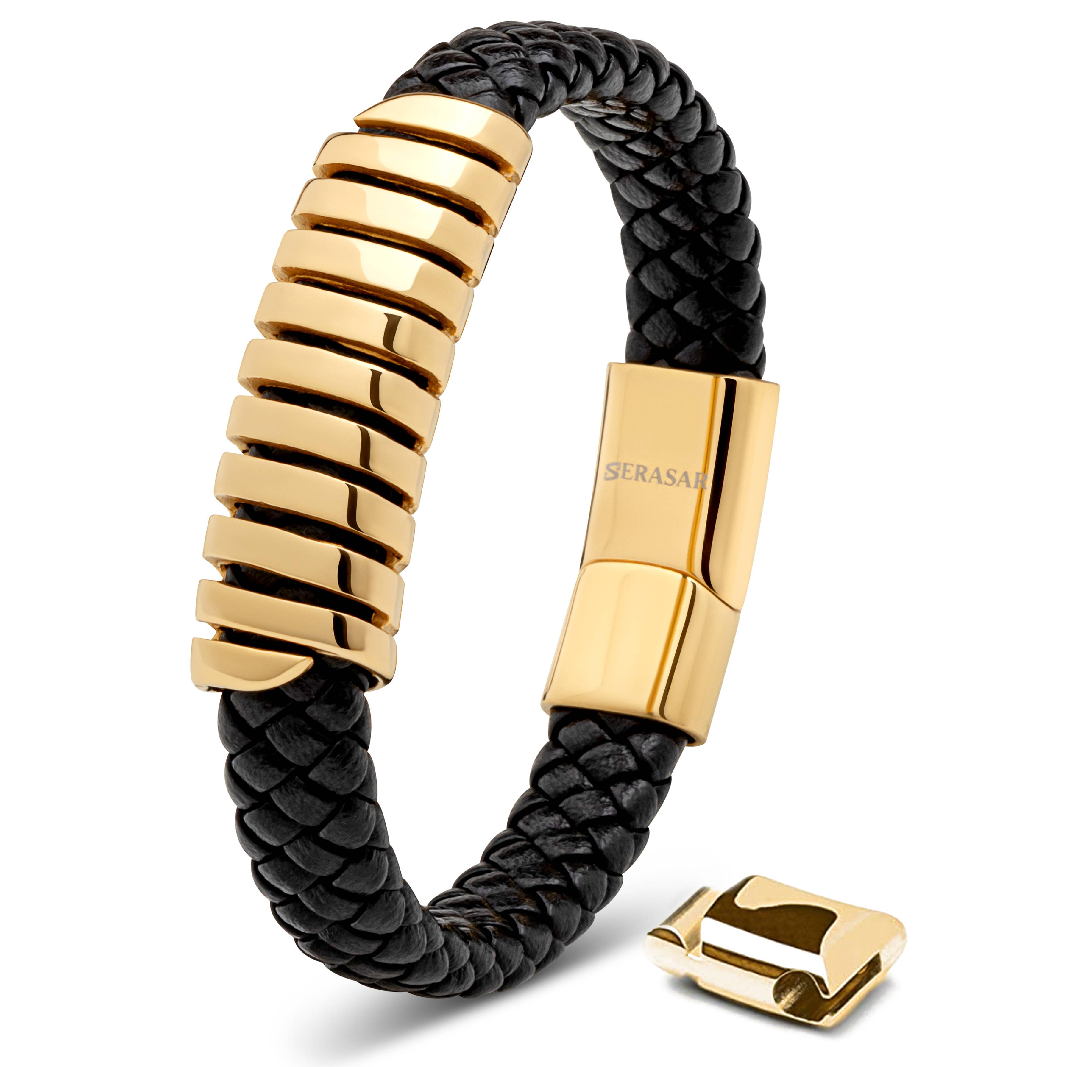 SERASAR – wholesale Vävt/flätat armband – Läderarmband ”Helix” - guld - B0350