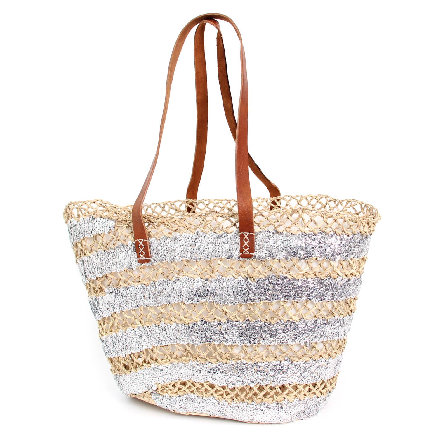 Logionline SLU - Wholesale Beach Bag - Carry Bag, Sequins, Leather Handles with Lining4