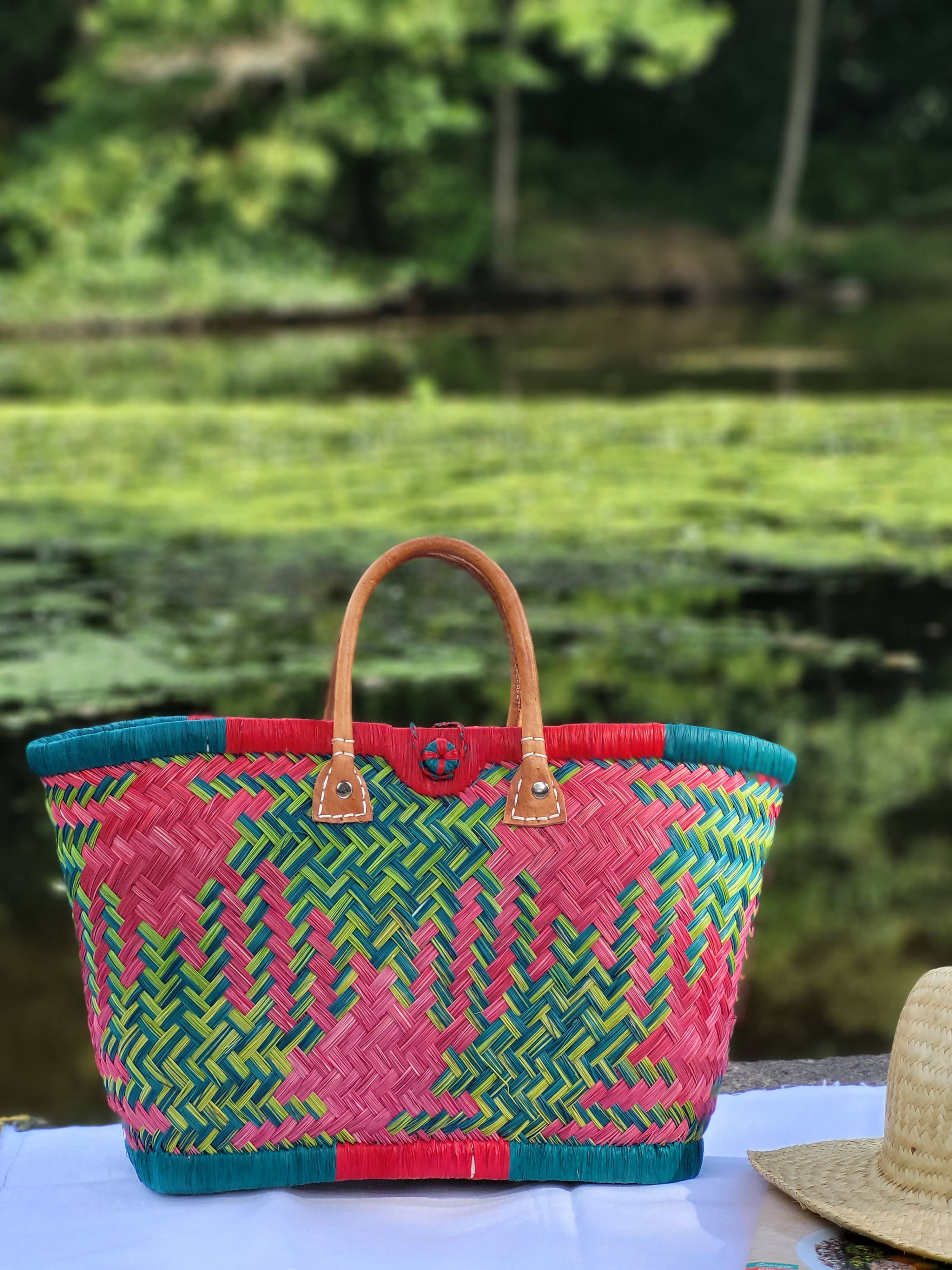 Nature et Fibre - Vente Sac de plage - Paniers artisanaux colorés en fibres naturelles18