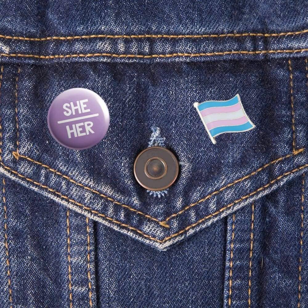 Rainbow & Co – wholesale Lapel pin/button – She Her Pronoun Badge2