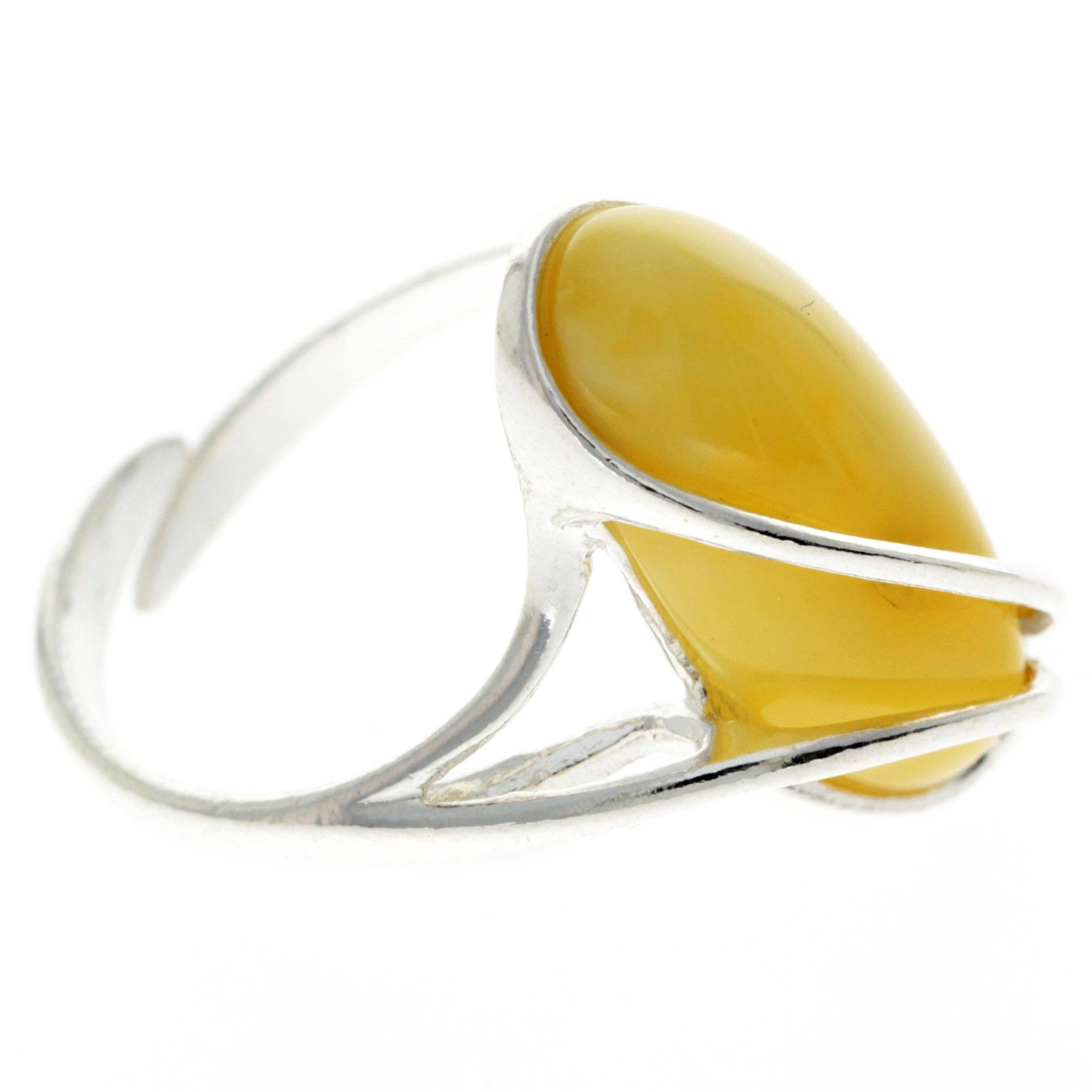 SilverAmber Jewellery - Wholesale Cocktail/Statement Ring - 925 Sterling Silver & Genuine Baltic Amber Adjustable Ring GL423A11