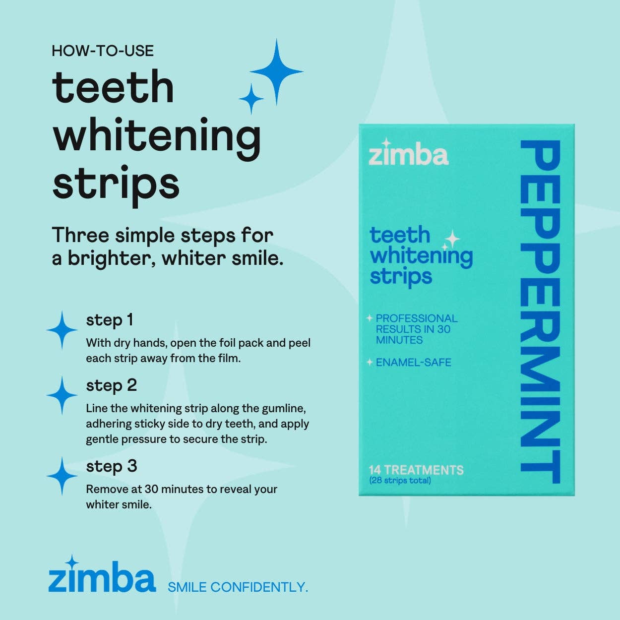 Zimba Whitening - Vente Produit de blanchiment des dents - Bandes blanchissantes pour dents à la menthe poivrée5