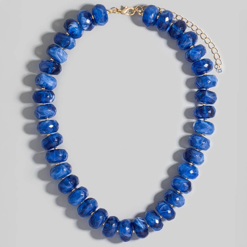 The Looks by Fame Accessories - Wholesale Pendant/Charm Necklace - Large Faceted Marble Resin Beaded Necklace5