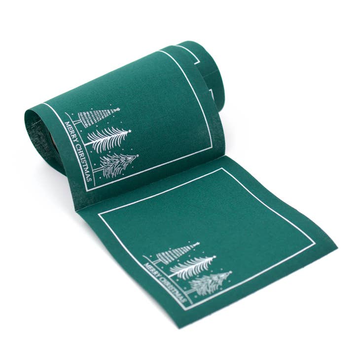 Cotton Cocktail Napkin Roll: Whispering Pines (Forest Green) for wholesale by Table Theory (Formerly Toasting with Tara)