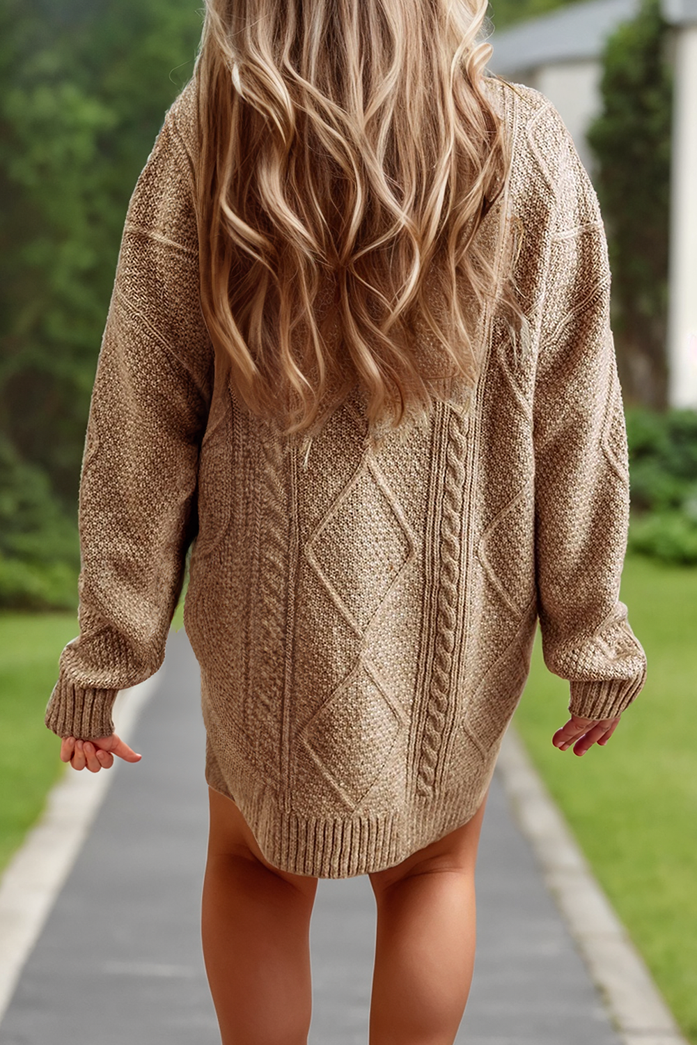 66DISCO - Wholesale Dress - Women's - Cable Knit Long Sleeve Drop Shoulder Sweater Dress (S-3XL)7