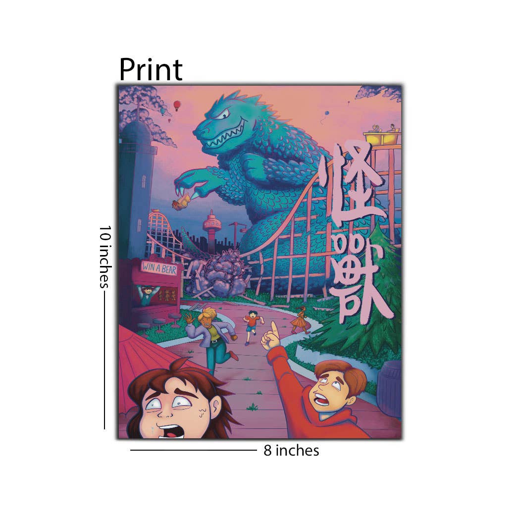 Lucky Mfg. Co. - Vente Affiche d'art - Impression 8 x 10 de Kaiju Attacking Carnival0