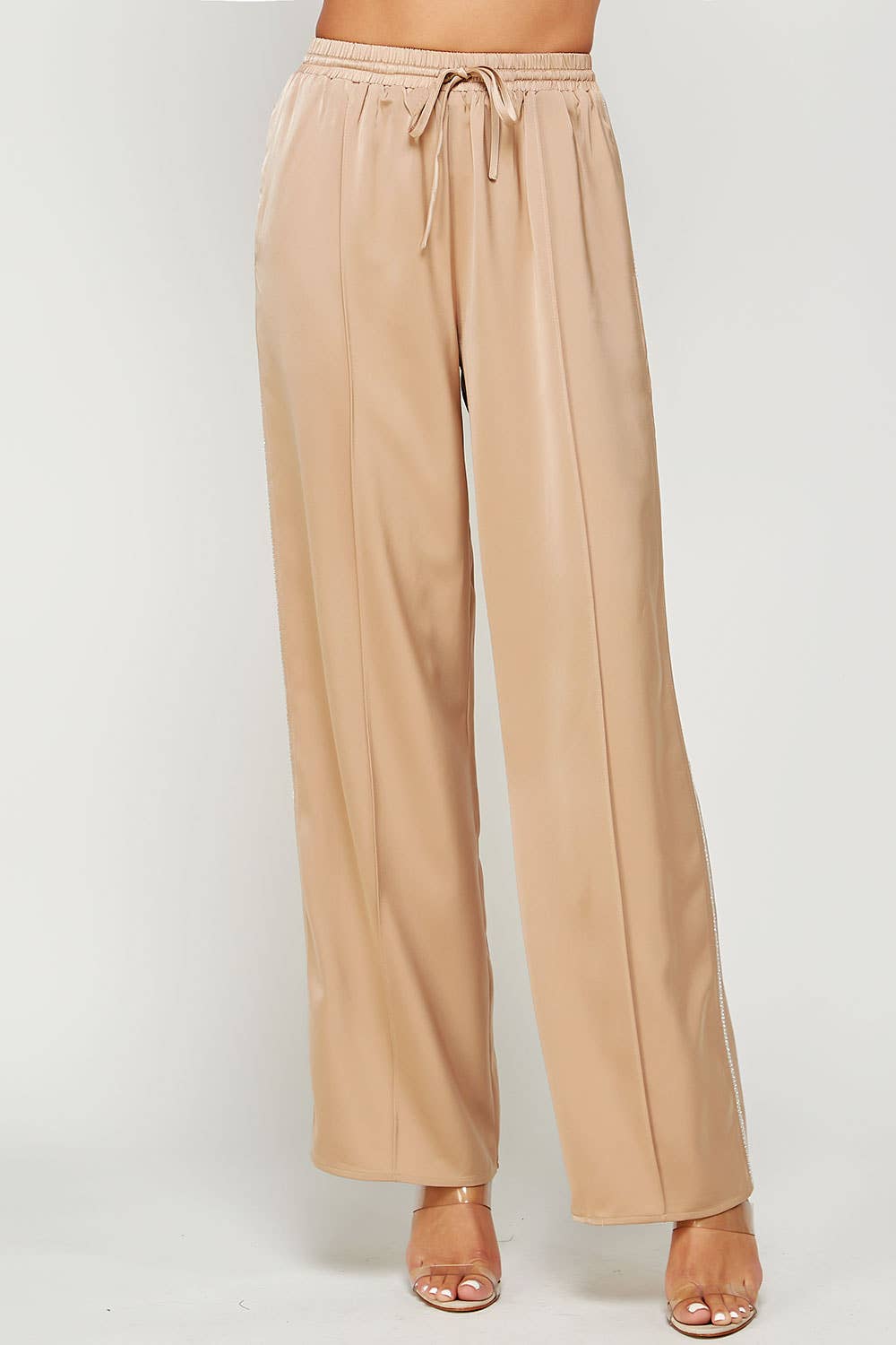 Strut & Bolt - Wholesale Pants - Women's - Rhinestone Trim Satin Track Pants12