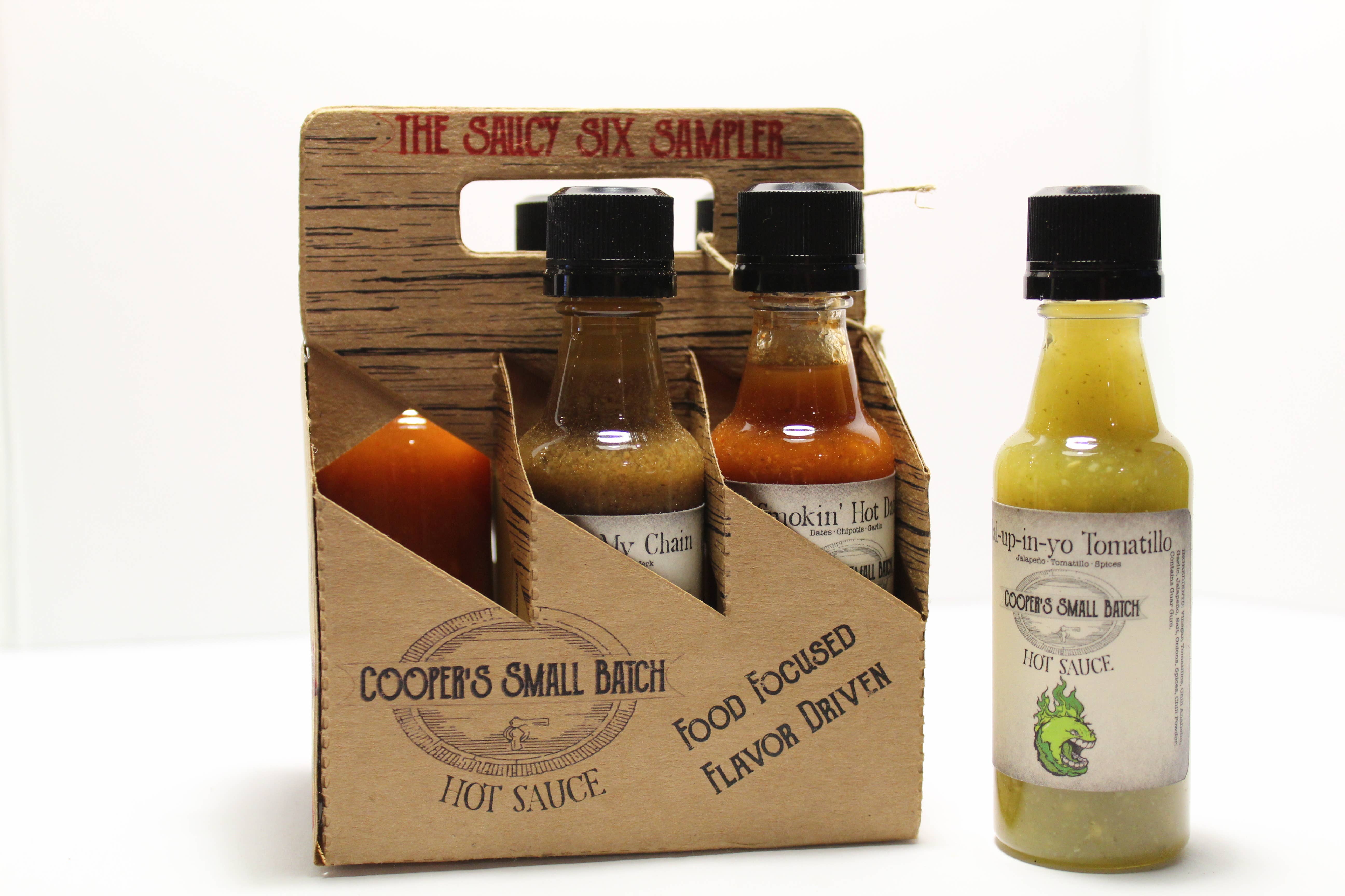 Cooper's Small Batch Hot Sauce – Molho picante por atacado – Amostrador Sauxy Six1