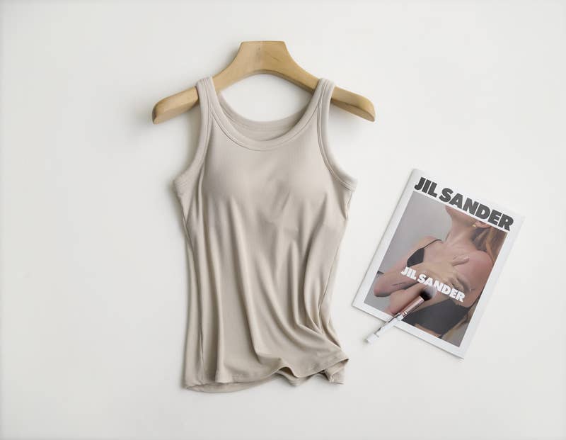HIDDENBRAND - Wholesale Tank Top - Women's - Essential Basic Rib Soft tank top w built in bra20