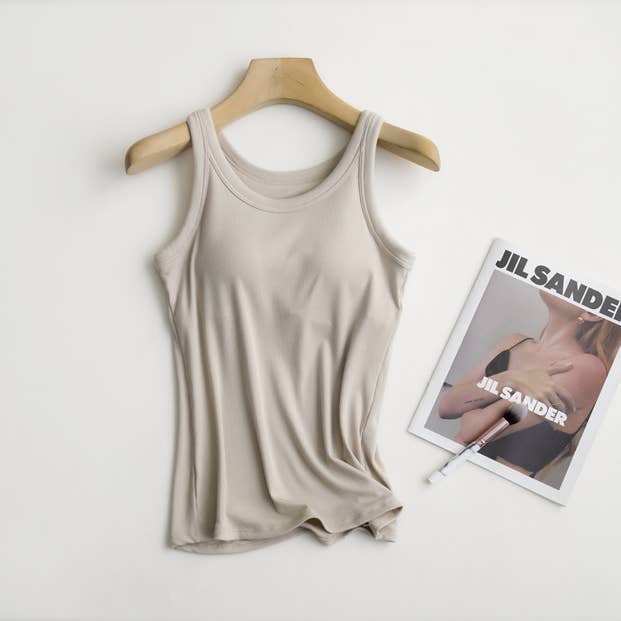 HIDDENBRAND - Wholesale Tank Top - Women's - Essential Basic Rib Soft tank top w built in bra20