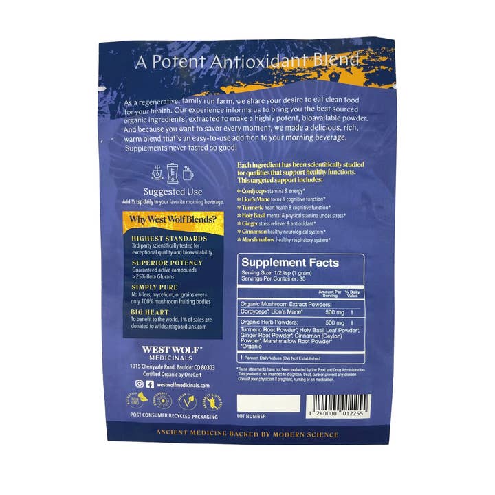 West Wolf Medicinals - Wholesale Oral Supplement/Vitamin - Chase Your Stars Organic Mushroom Antioxidant Supplement1