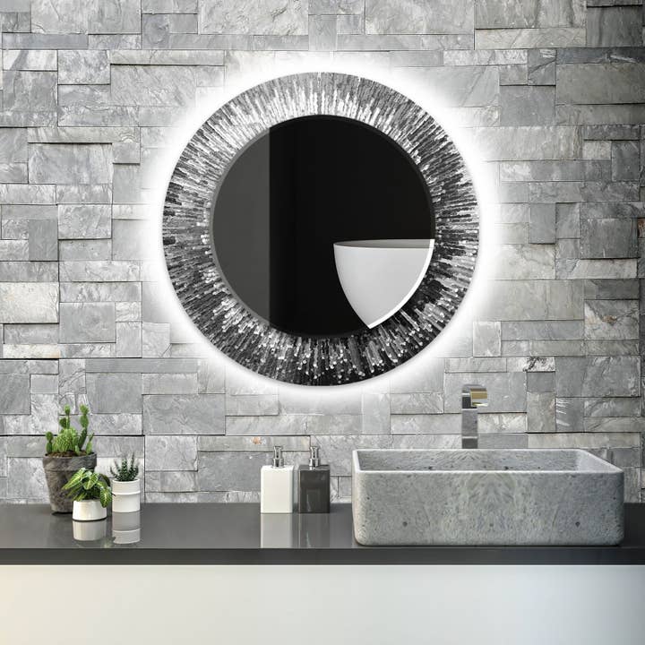 Specchio da parete astratto in vetro temperato per la vendita all'ingrosso da parte di MyPhotostation