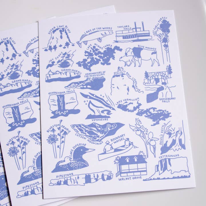 Traildust Goods - Vente Cartes postales - Carte postale artistique Minnesota Nature Checklist