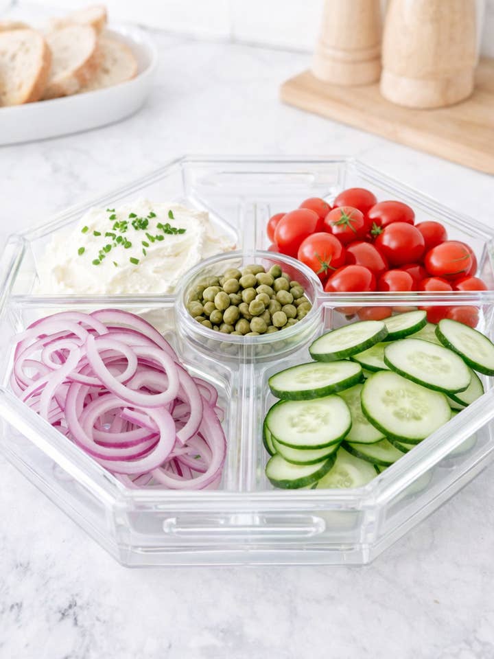 Acrylic Entertainer Tray, Social Serving, Clear/White for wholesale by Maven Home