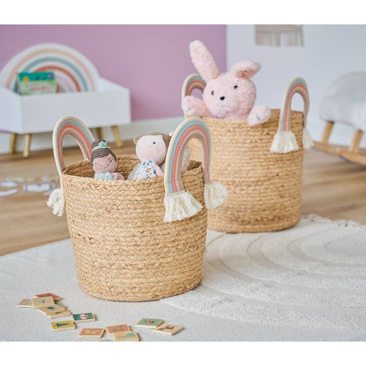 nature Storage basket "Rainbow", seagrass/cotton for wholesale on Faire3