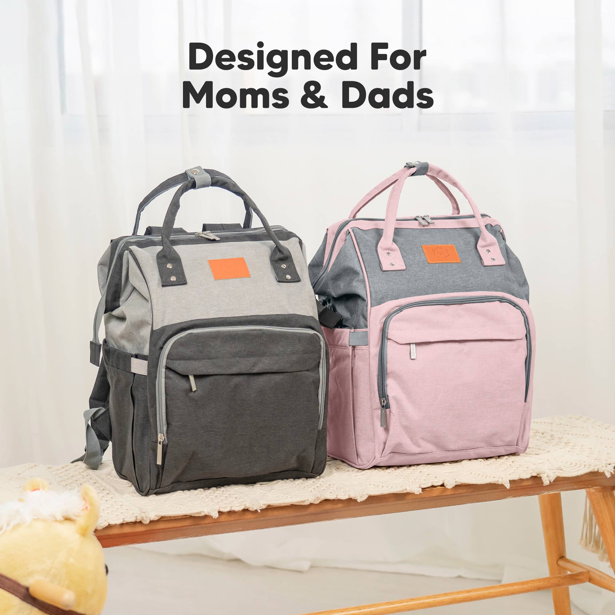Pink Gray Original Diaper Bag Backpack, Baby Bags with Changing Pad for wholesale on Faire7