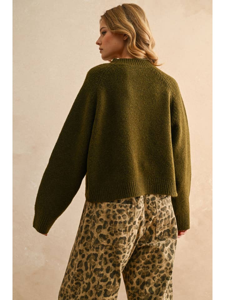 MIOU MUSE - Wholesale Knit Sweater - Women's - T3823 LETTER FRONT SWEATER TOP17