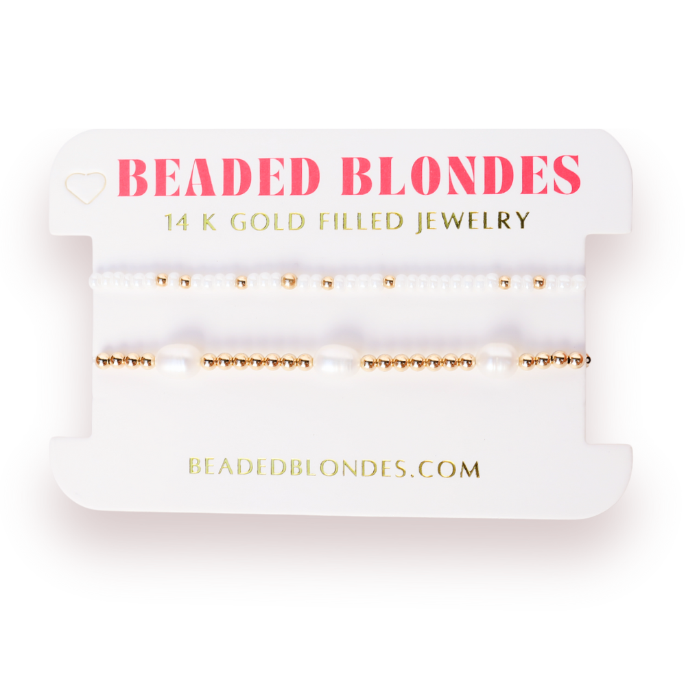 Beaded Blondes - Wholesale Jewelry Set - Poppi Pearl Luster Bracelet Stack (Set of 2)1