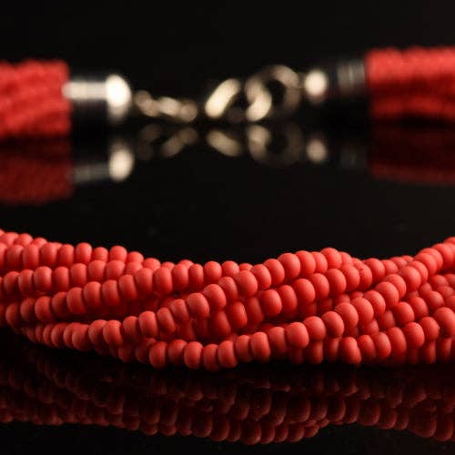 Mazzega Art & Design - Wholesale Beaded/Pearl Necklace - Murano Torchon Mat Necklace, 9 strands of intertwined rare satin pastel vintage 1980s seed beads (approximately 50 cm in length), hypoallergenic clasp.7