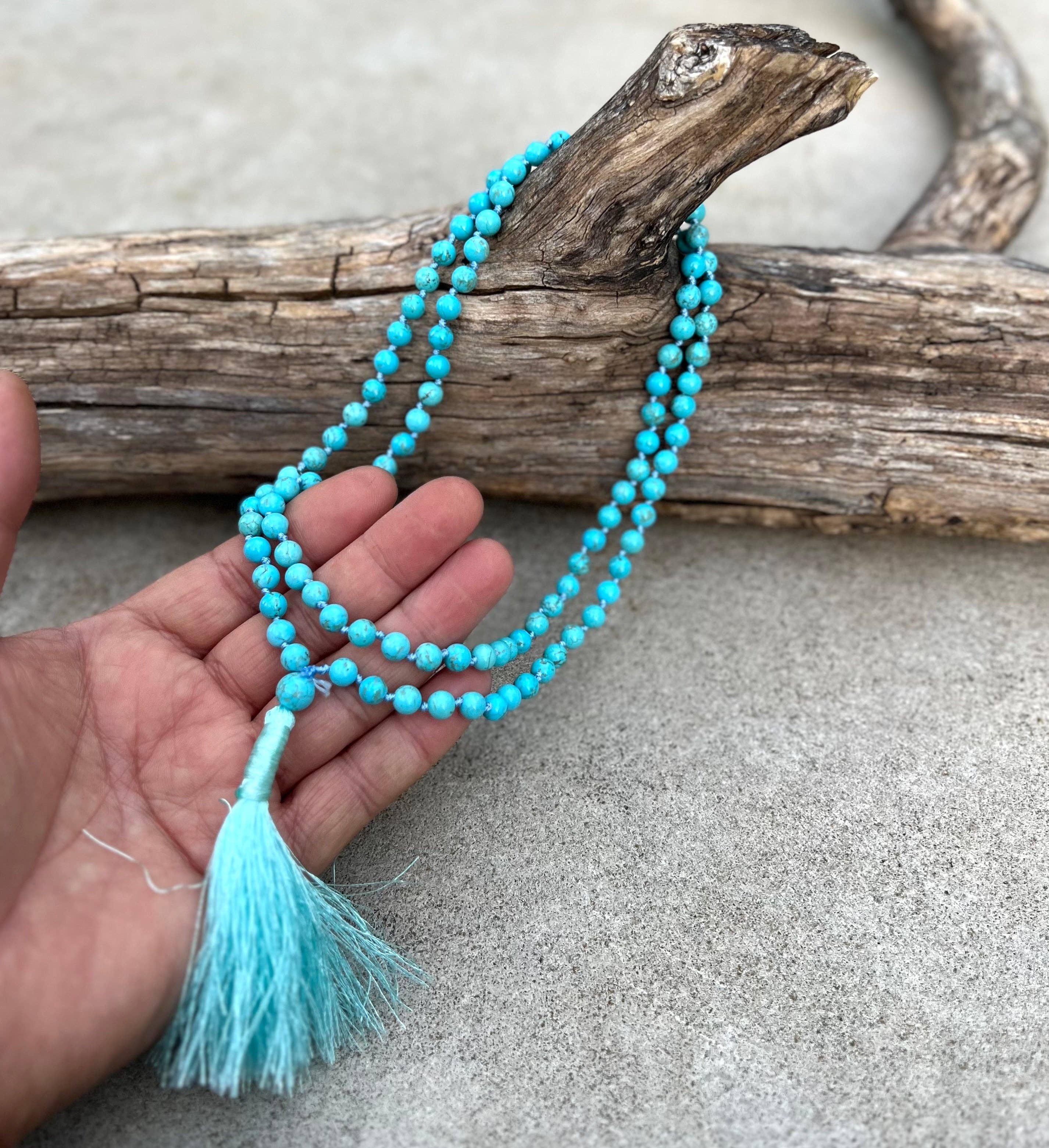 Lungta Imports – wholesale Prayer beads necklace – Tibetan Buddhist Turquoise Hand Knotted Mala, Rosary 108 Beads, Japa Mala, Meditation Mala, Mala Necklace, Free Silk Pouch9