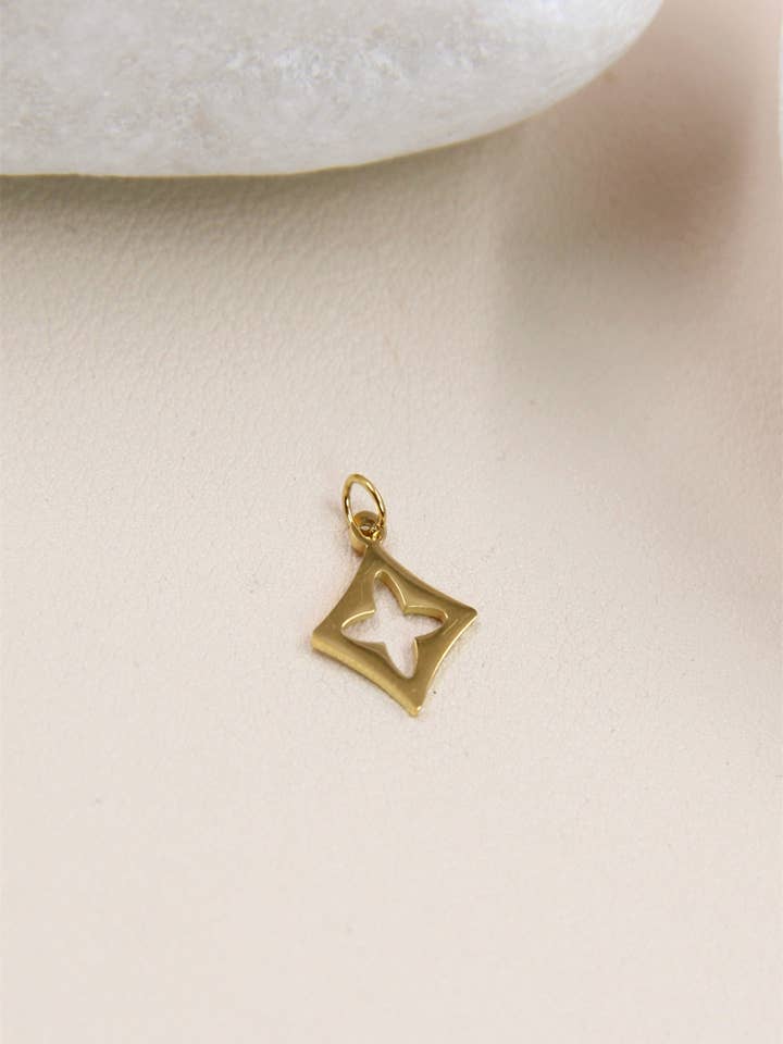 Golden Stainless Steel Square Charm for wholesale by BELLISSIMA BIJOUX