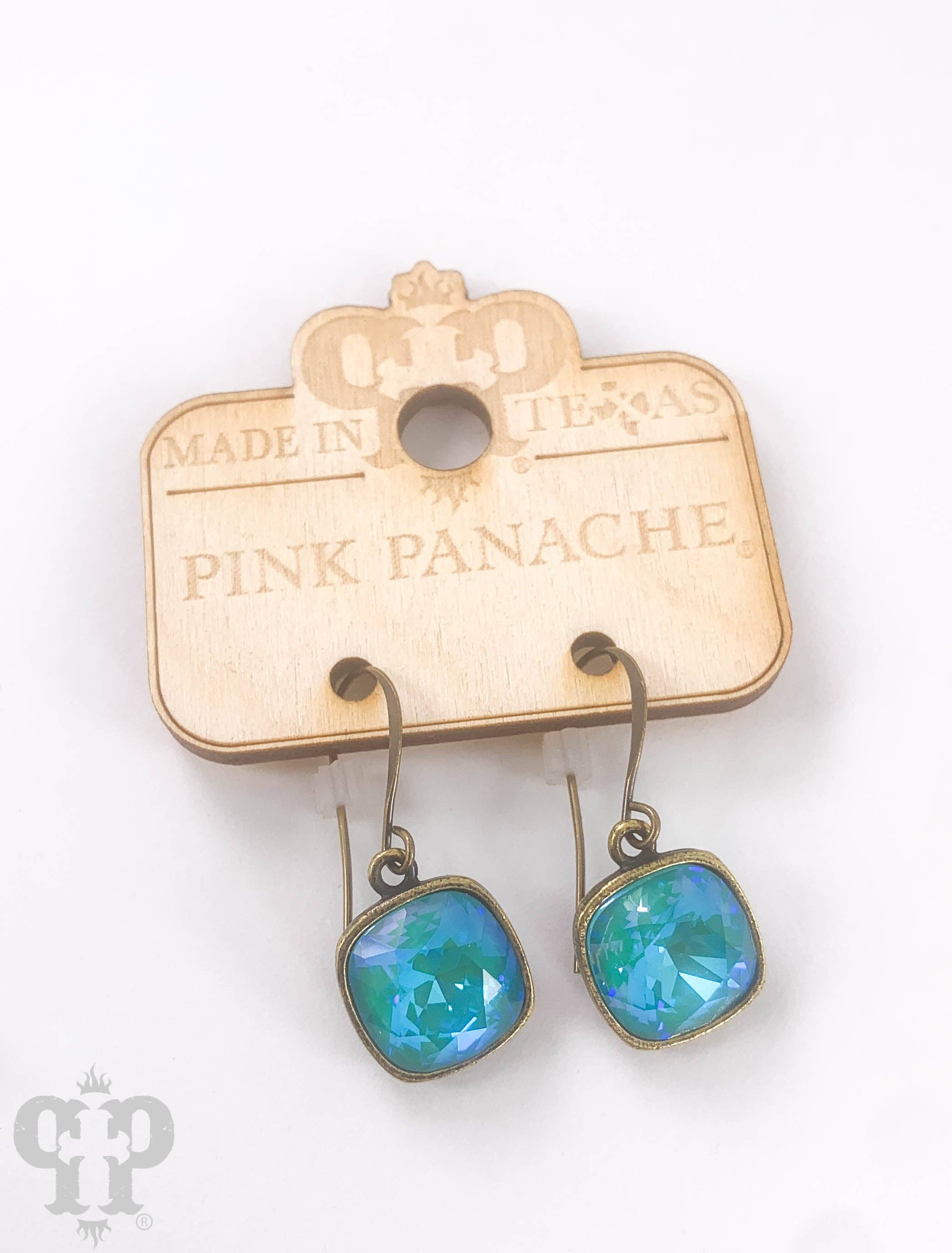 Pink Panache Brands - Wholesale Dangle Earrings - Austrian square crystal hook earring, 12mm5