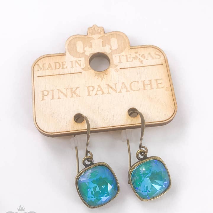 Pink Panache Brands - Wholesale Dangle Earrings - Austrian square crystal hook earring, 12mm5