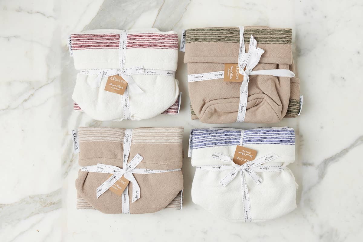 etúHOME - Wholesale Food Storage Wrap/Bag - Bistro Bag, Vintage Navy Blue Stripe, Set of 2