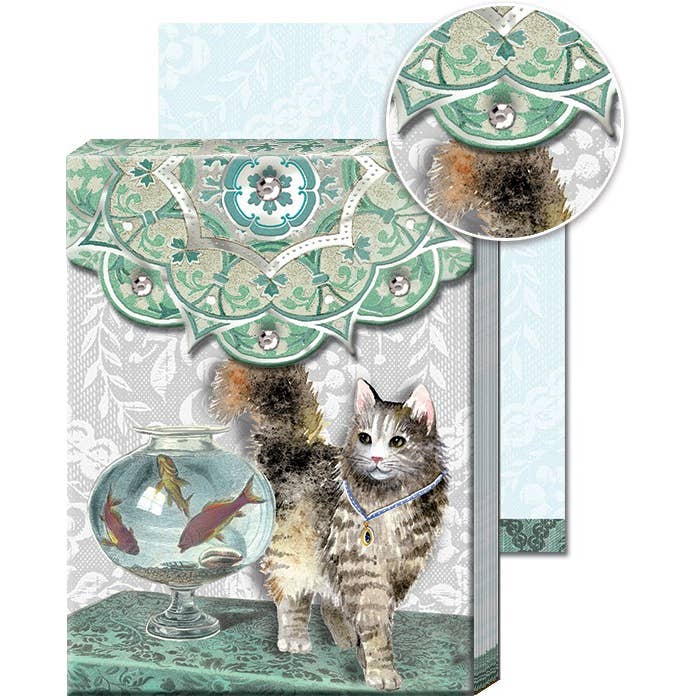 Cuaderno de bolsillo magnético - Gato y pez para venta al por mayor de Maison Royal Garden