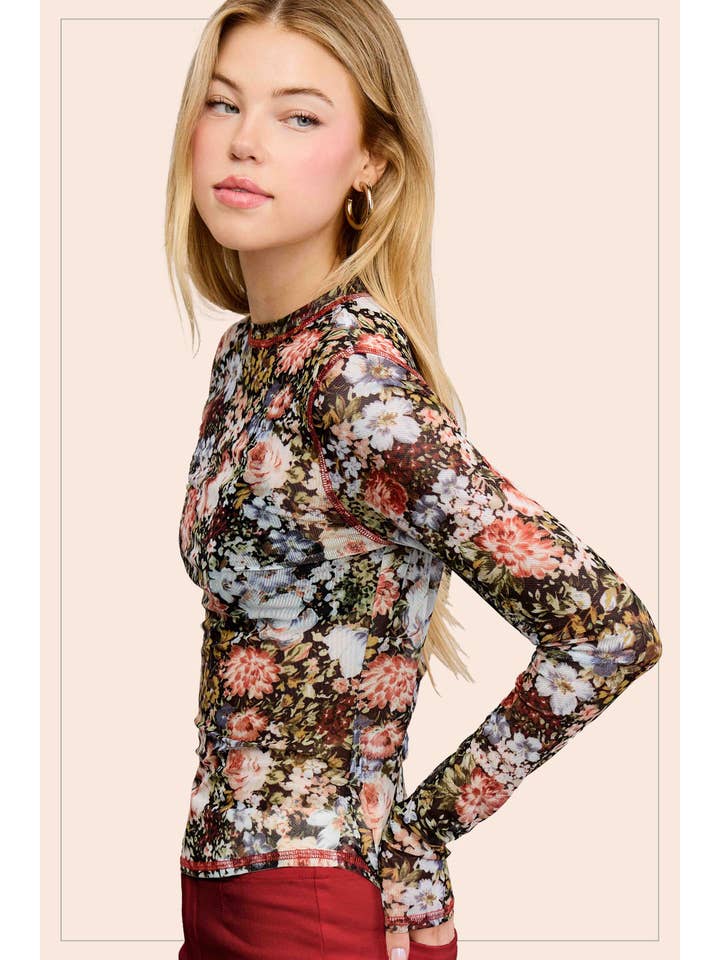 La Miel – wholesale T-shirt – women's – JCT7700-Semi Sheer Crew Neck Long Sleeve Mesh Layering Top10