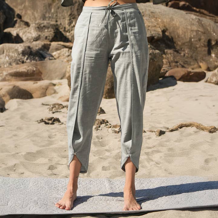 Pantalones de Yoga Dhoti de Algodón para Mujer Gris - Surya para venta al por mayor de AKISO