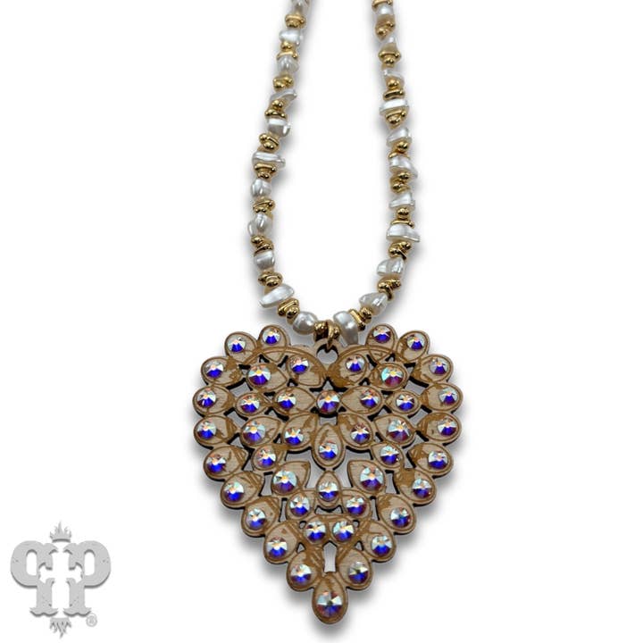Pink Panache Brands - Wholesale Pendant/Charm Necklace - Laser cut rhinestone heart necklace2
