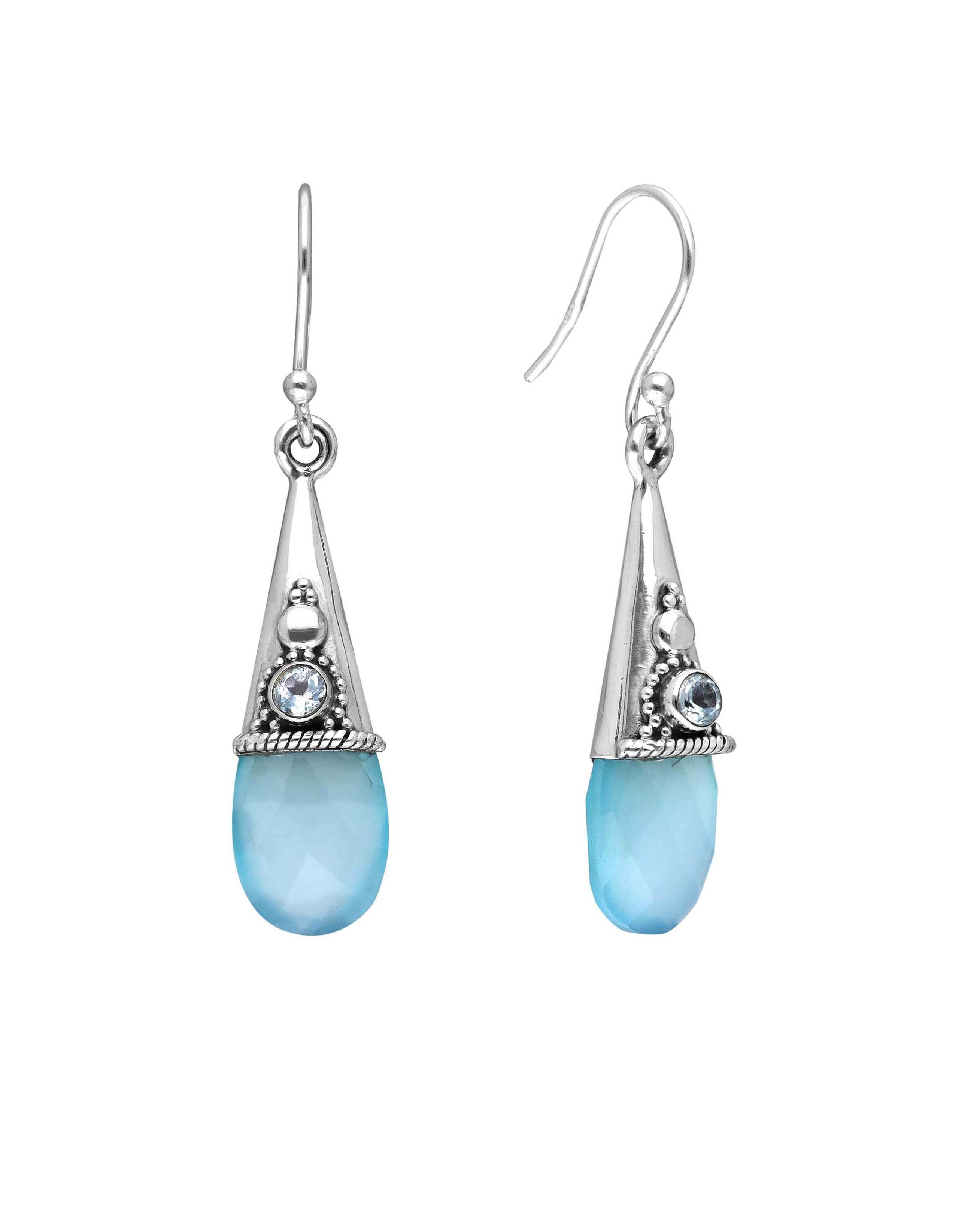 Tiramisu - Wholesale Dangle Earrings - 925 Sterling Silver Aqua Chalcedony Gemstone Earrings2
