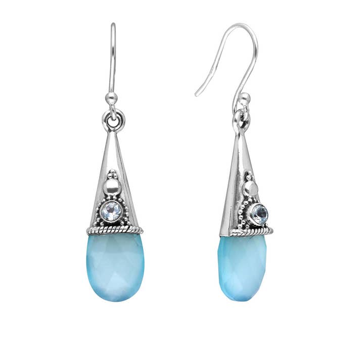Tiramisu - Wholesale Dangle Earrings - 925 Sterling Silver Aqua Chalcedony Gemstone Earrings2