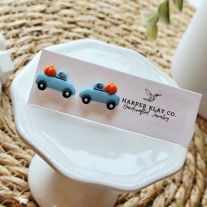 The Fall Truck Studs- Fall Polymer Clay Stud Earrings for wholesale by Harper Klay Co