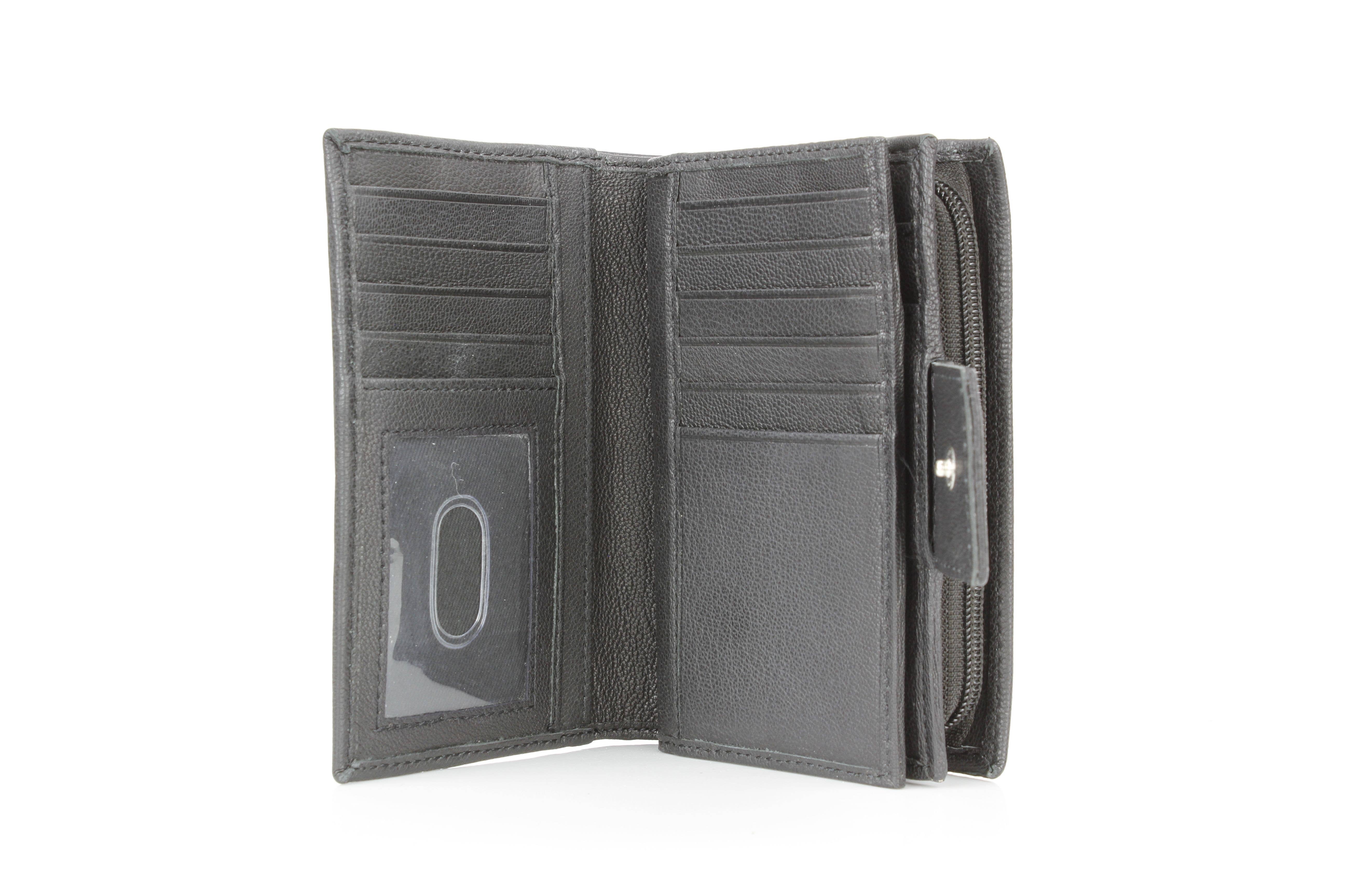 Leather Impressions Inc - Wholesale Wallet - Women's - Snap Leather Clutch Wallet | Zip Pocket RB LW 21 100135