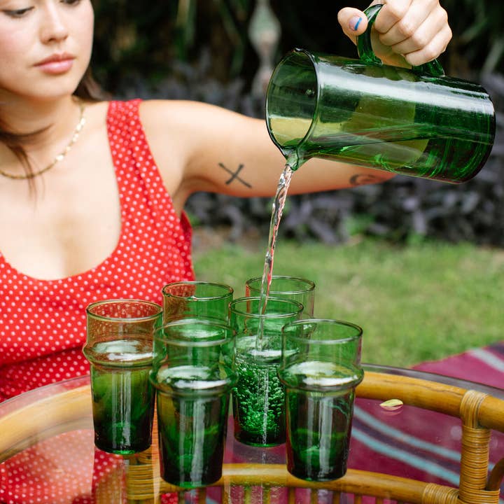 Voyage - Wholesale Drinking glass/cup - $1.80 SALE Moroccan Palm Green Glass (120)4