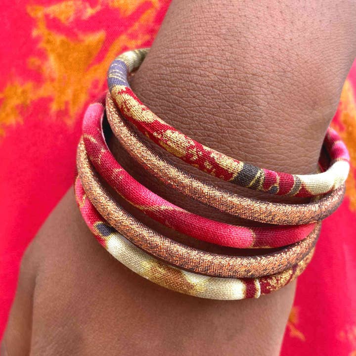Melokane - Wholesale Bangle Bracelet - Copper-colored sparkling fabric bangle bracelet5