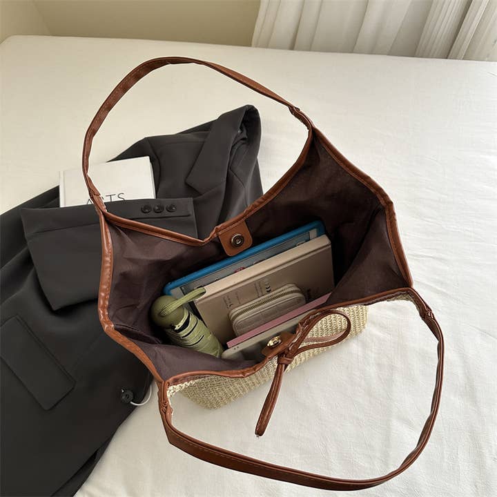 UNISHE - Wholesale Tote Bag - Women's - Vacation Straw Large Capacity Beach Bow Tote Bag ZK30318