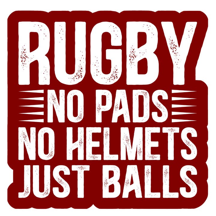 Autocollant rugby sans protections ni casques juste des ballons (rouge) pour la vente par Stick to it creations