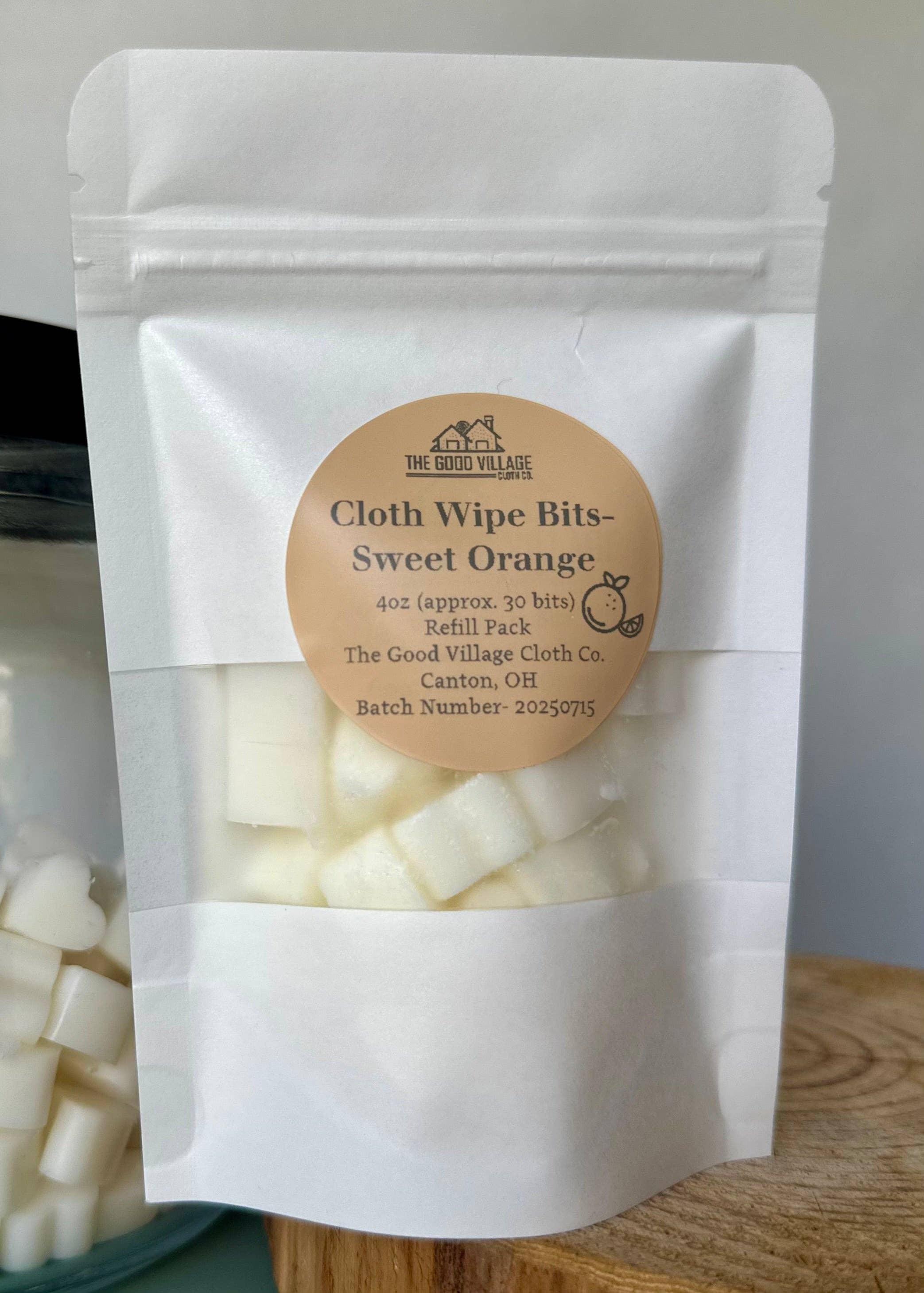 The Good Village Cloth Co + Market - Wholesale Face & Body Wipes - Cloth Wipe Bits - 4oz Refill Pouch1