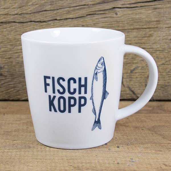 Bow & Hummingbird – wholesale Kaffekoppar – Maritim stor porslinsmugg Fiskhuvud