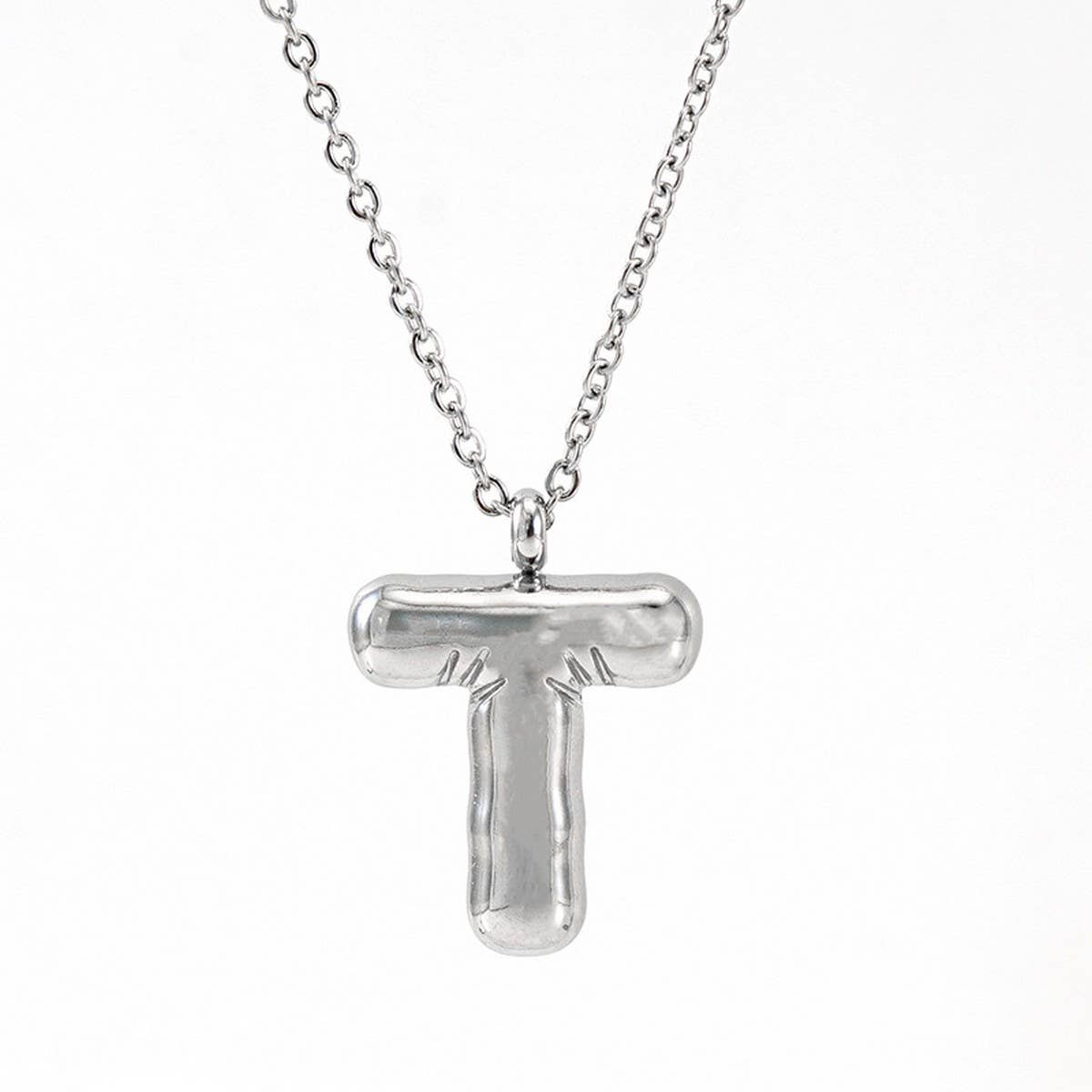 NINEXIS - Wholesale Pendant/Charm Necklace - CWAJE1946_Steel Color Bubble Letter Necklace19