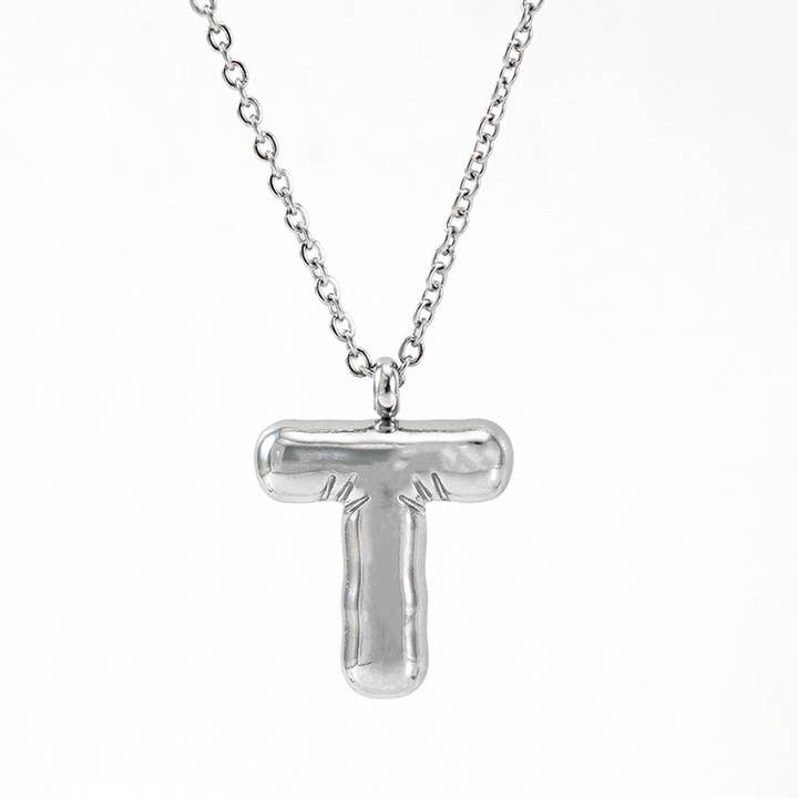 NINEXIS - Wholesale Pendant/Charm Necklace - CWAJE1946_Steel Color Bubble Letter Necklace24