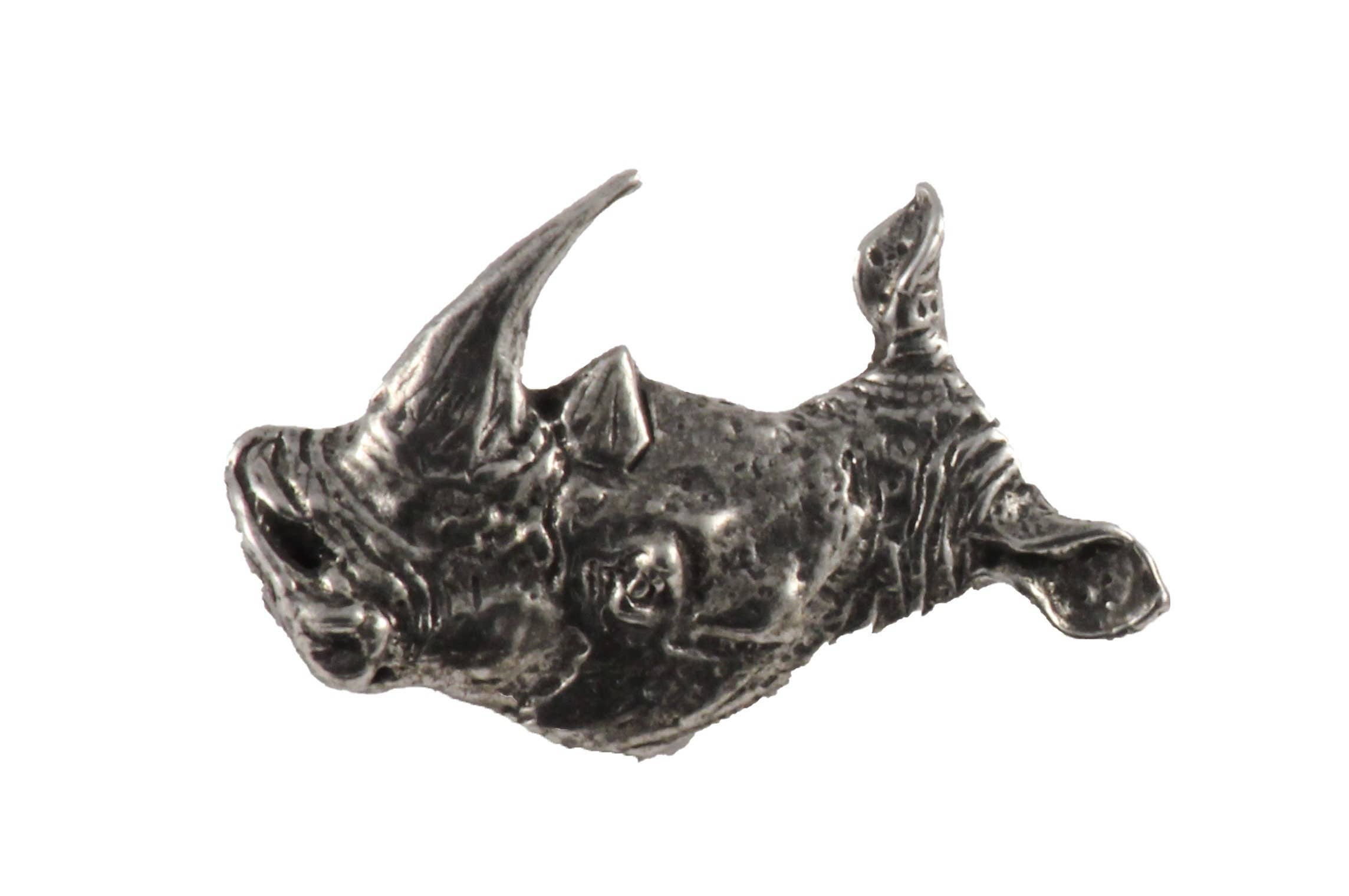 Creative Pewter Designs – wholesale Nål och knapp för kavajslag – Noshörning Noshörning Huvud Tenn Lapel Pin eller Magnet M1041